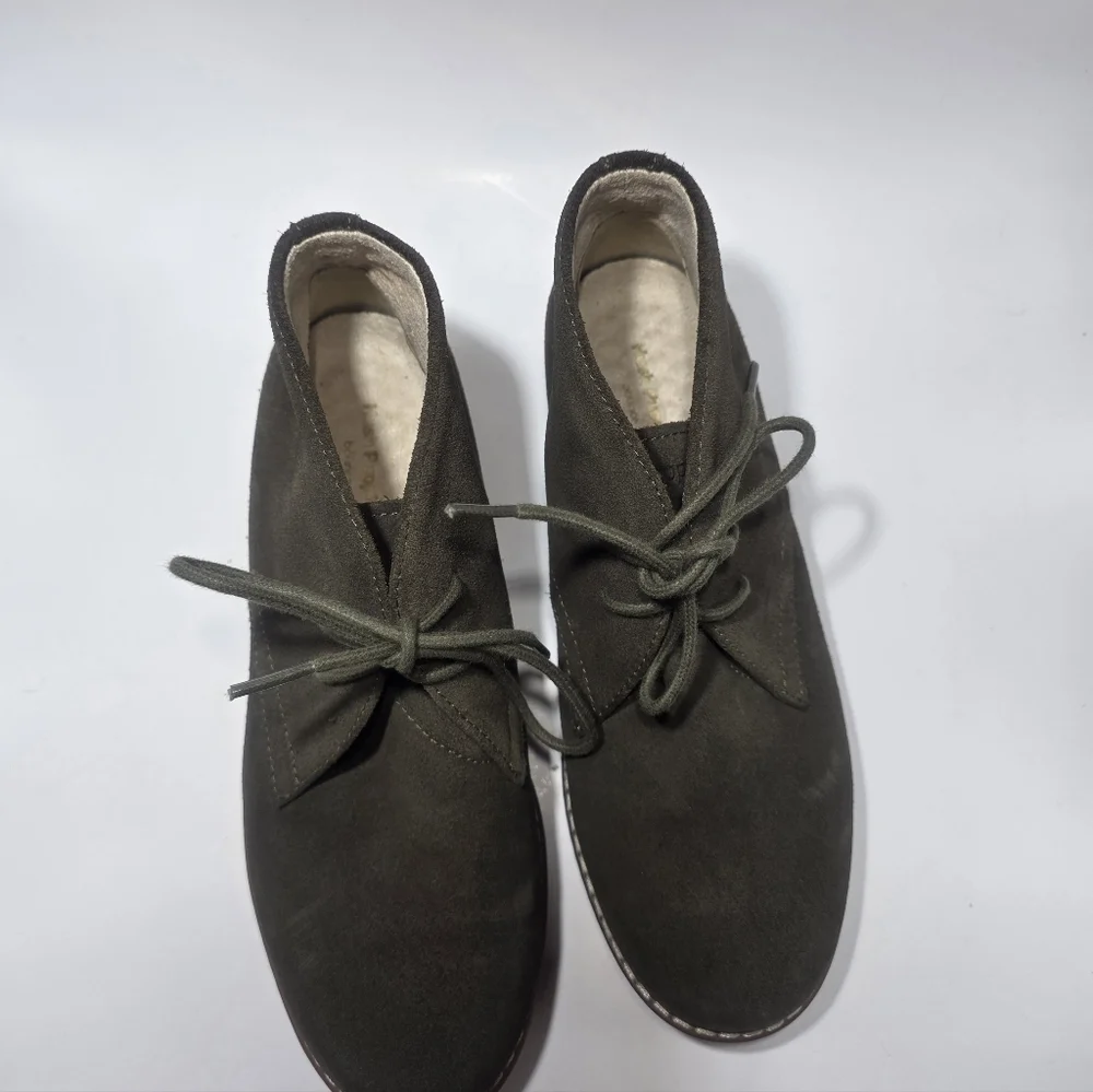 Hush Puppies Women’s Leather Lace-Up Oxford Shoes Dark Olive Suede Size 6.5